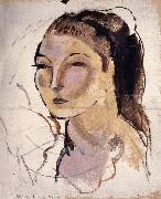 Head portrait of woman, Jules Pascin